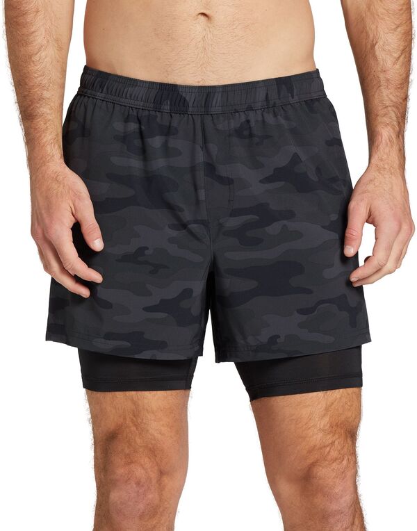 DSG メンズ ボトムス 二分の一ズボン下・さる股引き 遊撃手ズボン下 DSG Men\u0027s 2-インチ-1 Agility Shorts Pure Black Perfect Camo 黒いこと ズボン・パンツ-メンズファッション