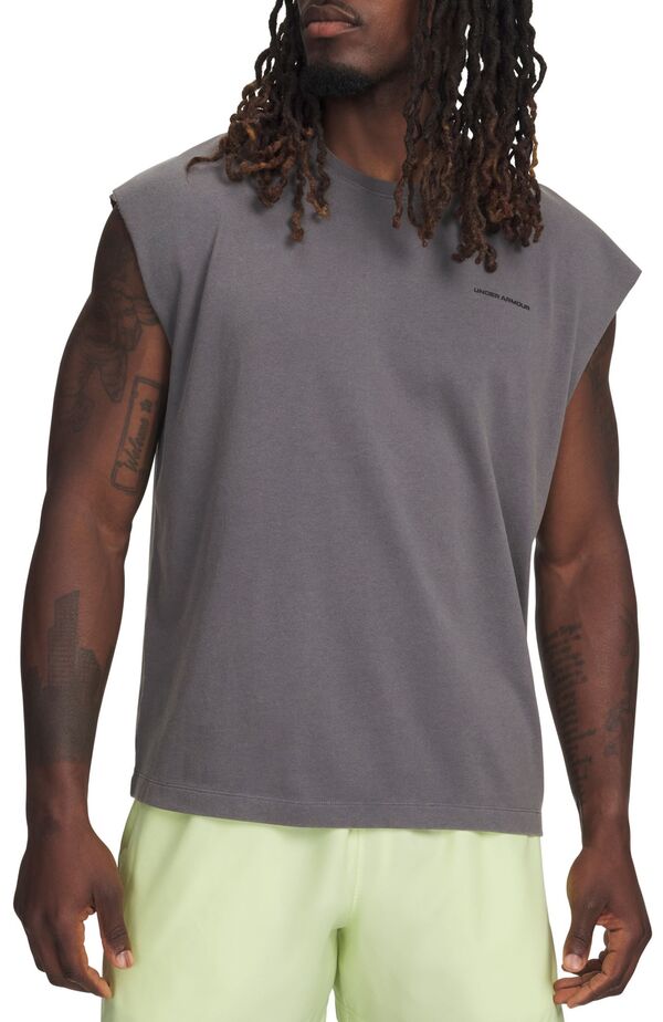 アンダーアーマー メンズ トップス タンクトップ コットン Under Armour Men's Icon Heavyweight Cotton Tank Top Castlerock/Black ブラック｜ReVida 店