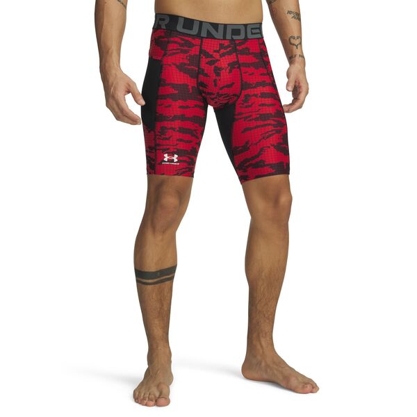 アンダーアーマー メンズ ボトムス カジュアルパンツ プリント ショートパンツ Under Armour Men's HeatGear Elite Printed Long Shorts Black/Red/White ホワイト