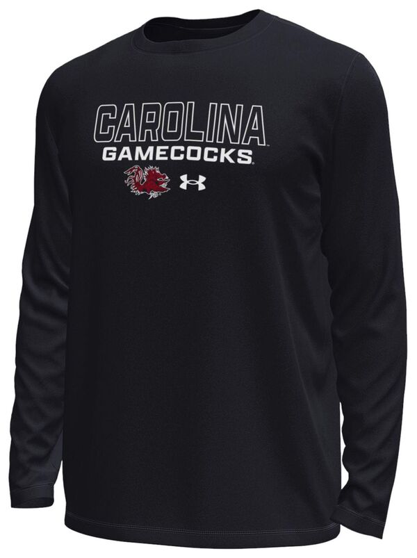 アンダーアーマー メンズ トップス Tシャツ Under Armour Men'south Carolina Gamecocks Black Tech Stretch Long Sleeve T-Shirt NoColor ブラック