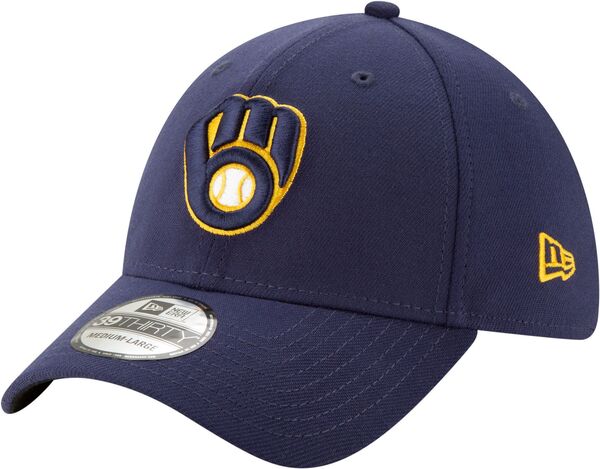 ニューエラ メンズ アクセサリー 帽子 New Era Men's Milwaukee Brewers Navy 39Thirty Stretch Fit Hat NoColor ネイビー|ReVida 店