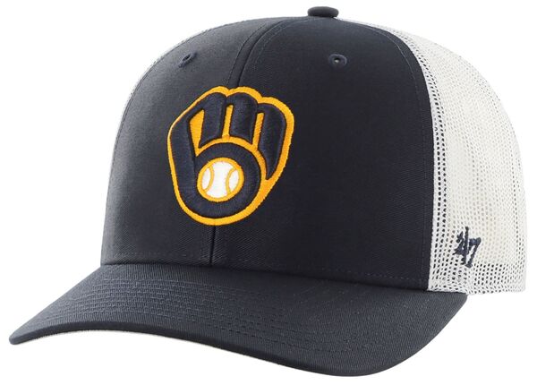 フォーティーセブン メンズ アクセサリー 帽子 '47 Men's Milwaukee Brewers Navy Adjustable Trucker Hat NoColor ネイビー|ReVida 店