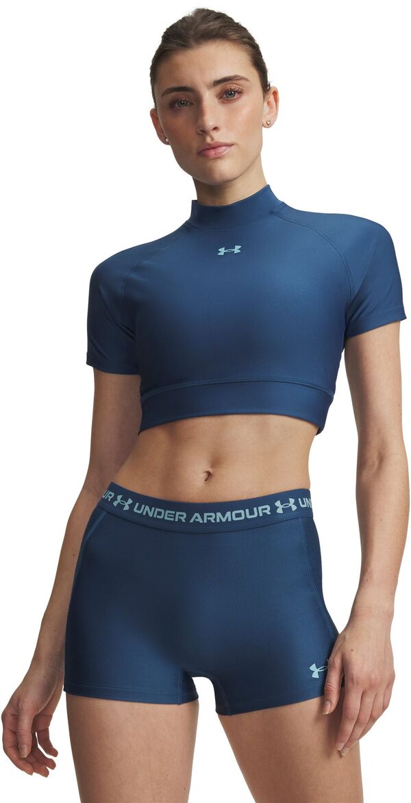 アンダーアーマー レディース トップス シャツ Under Armour Women's HeatGear Crop Mock Wham Blue/Blue Haze ブルー