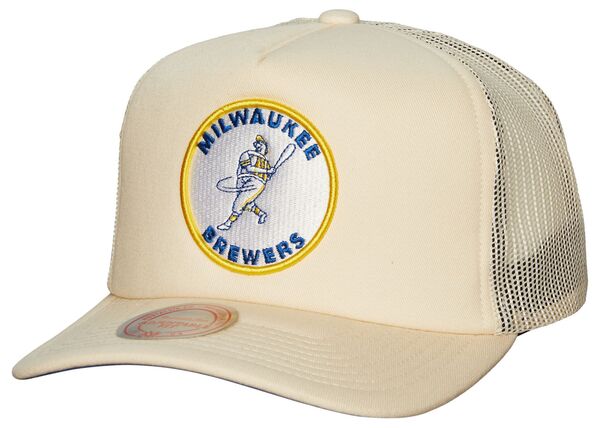 ミッチェル&ネス メンズ アクセサリー 帽子 Mitchell & Ness Adult Milwaukee Brewers Cream Cooperstown Evergreen Adjustable Trucker Hat NoColor クリーム