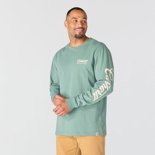 カーハート メンズ トップス Tシャツ グラフィック Carhartt Ment. Patrickcript Long Sleeve Graphic T-Shirt Green Slate スレート