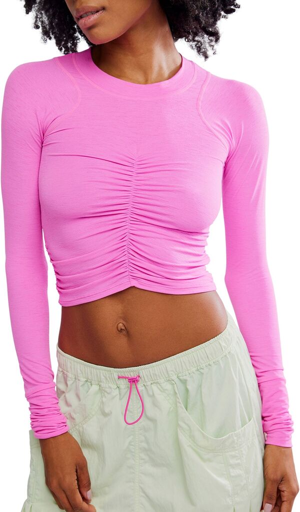 フリーピープル レディース トップス シャツ ギャザー FP Movement Women's Tempo Ruched Long Sleeve FUCHSIA FLIRT フューシャ