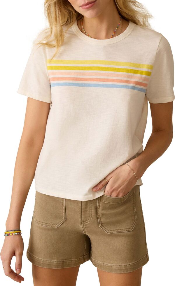 ファレティ レディース トップス シャツ コットン Faherty Women'sunwashed Regenerative Cotton Essential Tee Summer Sunrise Stripe ストライプ