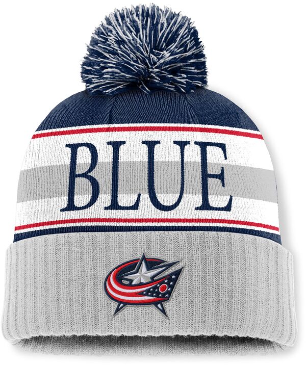 ミッチェル&ネス メンズ アクセサリー 帽子 ニット ジャケット Mitchell & Ness Men's Columbus Blue Jackets Blue and Grey Classic Pom Knit Beanie NoColor グレー|ReVida 店