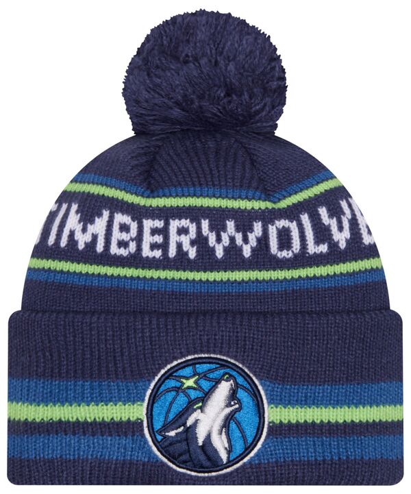 ニューエラ レディース アクセサリー 帽子 ニット New Eradult Minnesota Timberwolves Navy Classic Pom Cuffed Knit Beanie NoColor ネイビー｜ReVida 店