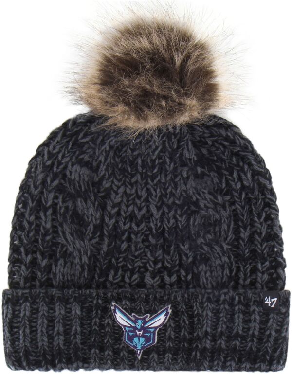 フォーティーセブン レディース アクセサリー 帽子 ニット '47 Women's Charlotte Hornets Black Meeko Pom Knit Hat NoColor ブラック｜ReVida 店