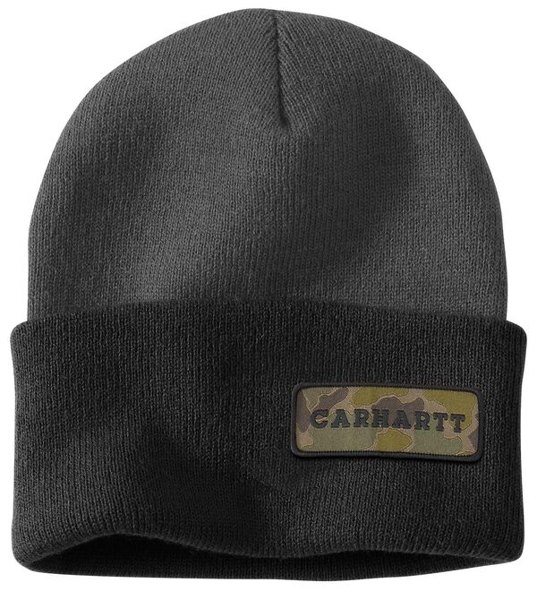 カーハート レディース アクセサリー 帽子 Carhartt Men's Cuffed Camo Patch Beanie Shadow