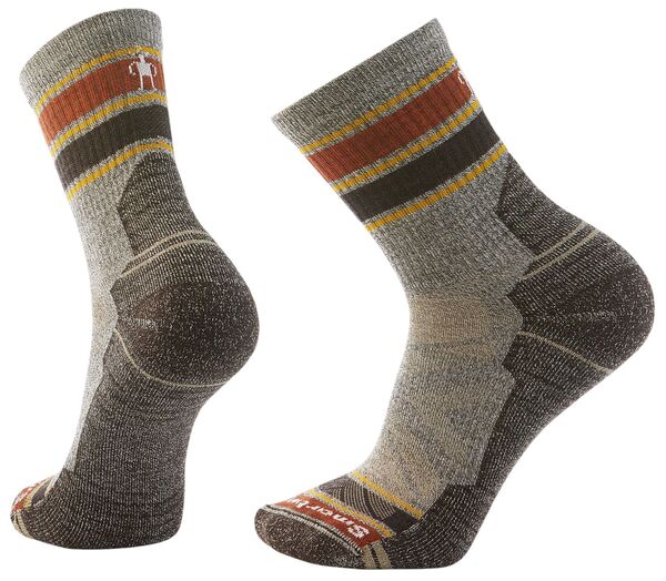 かっこ良い羊毛 レディース アンダーお召しもの ソックス Smartwool Men\u0027s Hike Light Cushion Striped Mid Crew Socks Taupe/Natural Marl マール