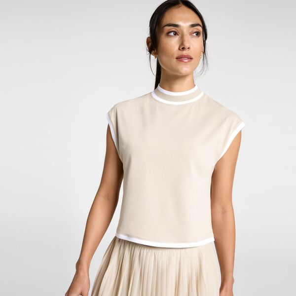 キャリー レディース トップス タンクトップ モックネック リブ クロップド CALIA Women's Ribbed Cropped Mock Neck Tankhaki Sand カーキ