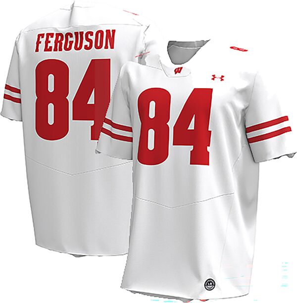アンダーアーマー メンズ トップス シャツ ジャージー Under Armour Men's Wisconsin Badgers Jake Ferguson #84 White Replica Jersey NoColor ホワイト 27,820円