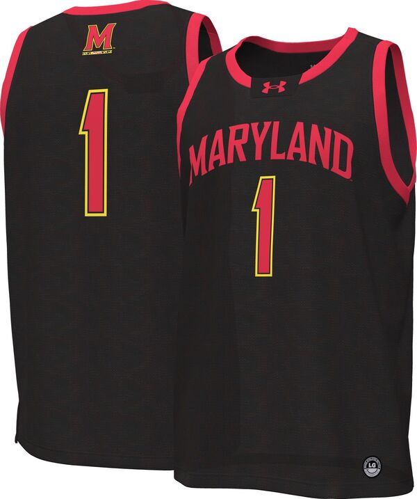 アンダーアーマー メンズ トップス シャツ ジャージー Under Armour Men's Maryland Terrapins #1 Black Replica Basketball Jersey NoColor ブラック