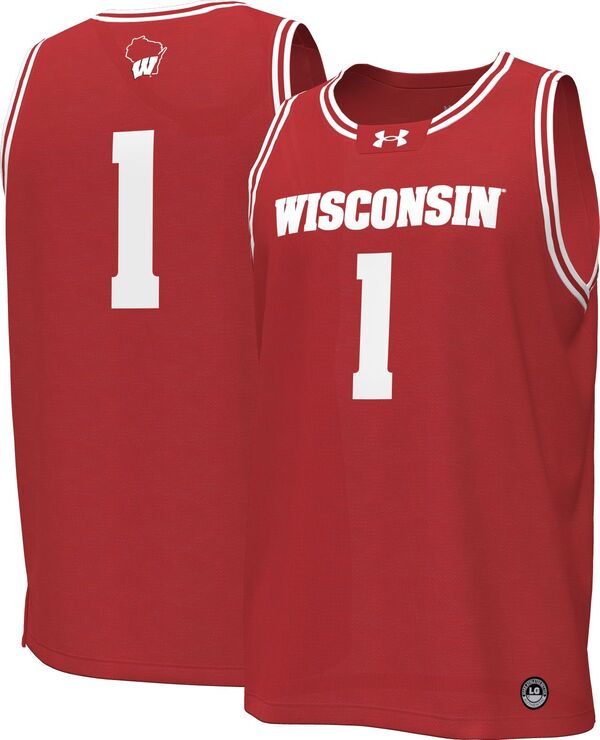 アンダーアーマー メンズ トップス シャツ ジャージー Under Armour Men's Wisconsin Badgers #1 Red Replica Basketball Jersey NoColor レッド