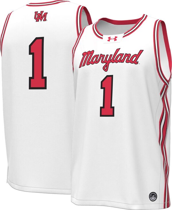 アンダーアーマー メンズ トップス シャツ ジャージー Under Armour Men's Maryland Terrapins #1 White Replica Basketball Jersey NoColor ホワイト