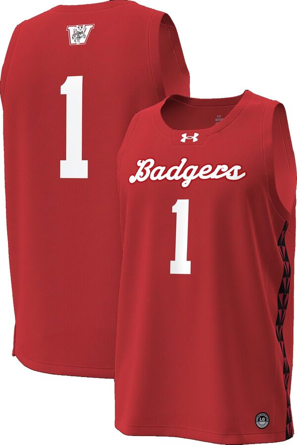 アンダーアーマー メンズ トップス シャツ ジャージー Under Armour Men's Wisconsin Badgers Red Replica Basketball Jersey NoColor レッド