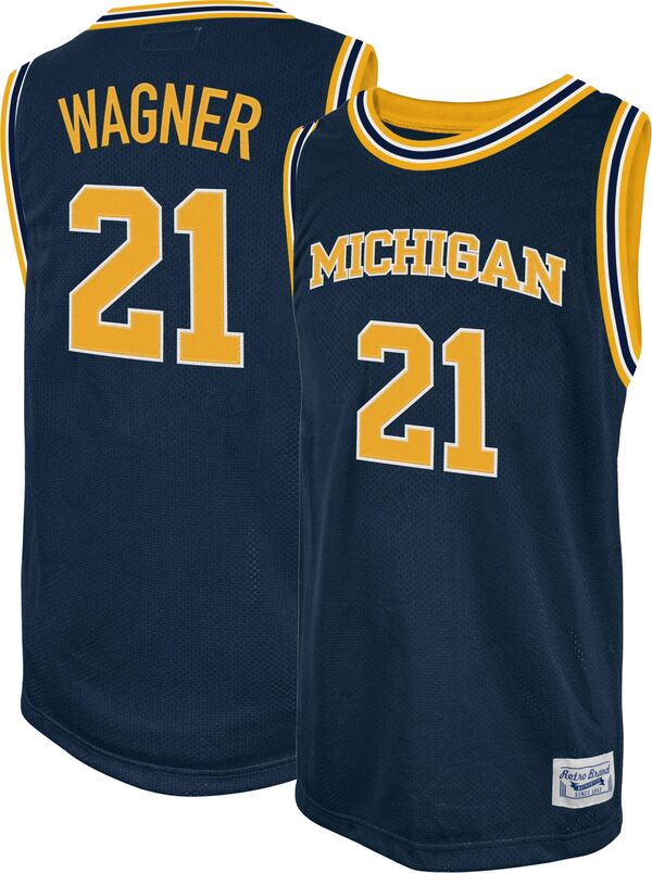 レトロブランド メンズ トップス シャツ ジャージー Retro Brand Men's Michigan Wolverines Franz Wagner #21 Navy Replica Basketball Jersey NoColor ネイビー