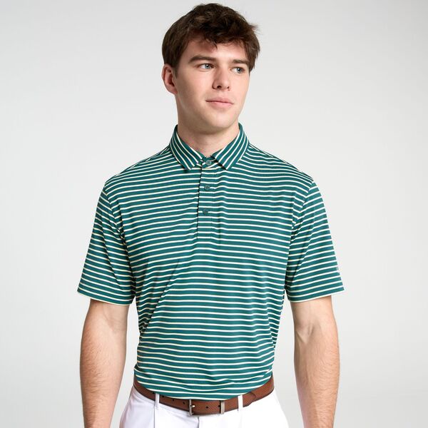 ウォルターヘーゲン メンズ トップス ポロシャツ Walter Hagen Men's Performance 11 Bloom Tri-Stripe Polo Dark Green/Yellow/White ホワイト|ReVida 店