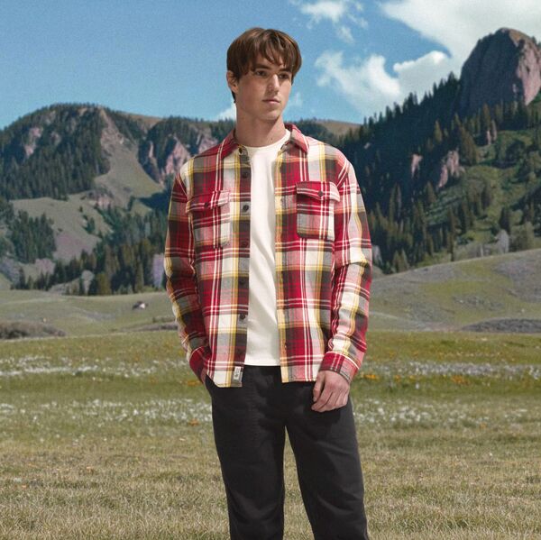 アルパインデザイン メンズ アクセサリー 帽子 シャツ Alpine Design Men's Long Sleeve Plaid Shirt Scout Pld/Red レッド｜ReVida 店