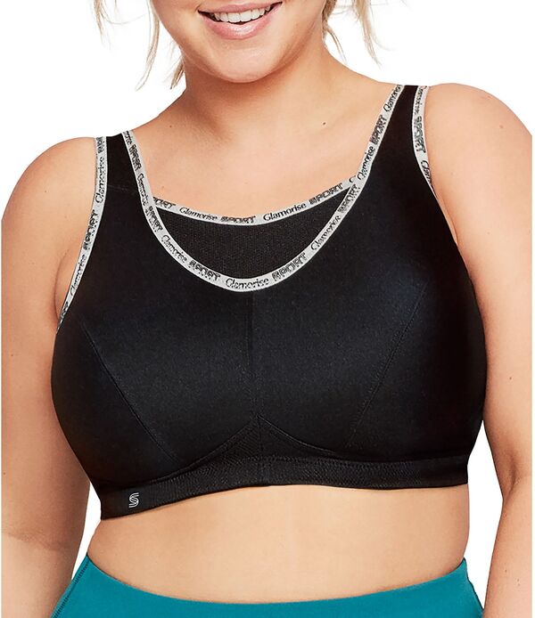 グラマライズ レディース アンダーウェア ブラジャー Glamorise Women's No-Bounce Camisole Medium Support Sports Bra Black/Black ブラック