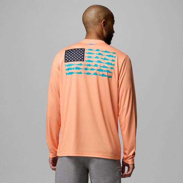 コロンビア メンズ トップス シャツ Columbia Men's PFG Terminal Tackle Fish Flag Long Sleeve Shirt Bright Nectar｜ReVida 店