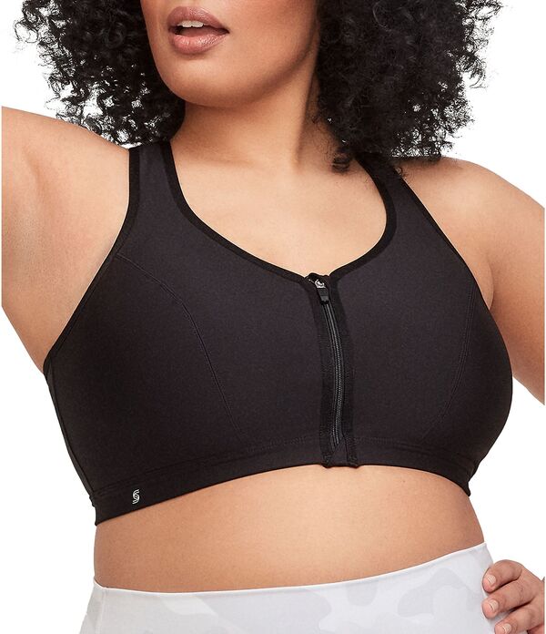 グラマライズ レディース アンダーウェア ブラジャー Glamorise Women's Zip Up Front-Closure Sports Bra Black ブラック 11,985円