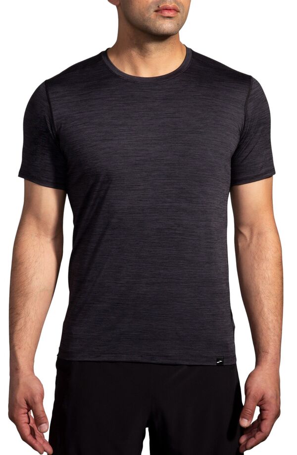 ブルックス メンズ トップス シャツ Brooks Men's Luxe Short Sleeve Shirt Deep Black ブラック｜ReVida 店