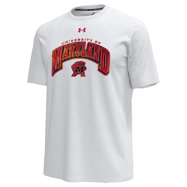 アンダーアーマー メンズ トップス Tシャツ Under Armour Men's Maryland Terrapins White Iridescent Icon T-Shirt NoColor ホワイト