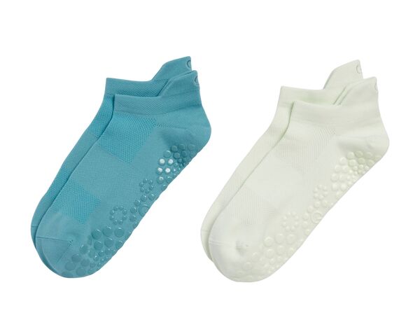 持ちはこび レディース アンダーお召しもの ソックス CALIA Women\u0027s Gripper No Show Socks 2-Pack Blue/Green 青色