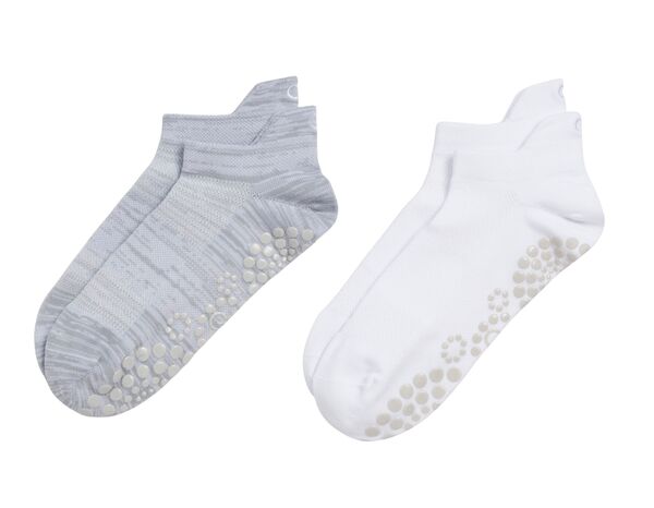 持ちはこび レディース アンダーお召しもの ソックス CALIA Women\u0027s Gripper No Show Socks 2-Pack White/Grey 白いこと