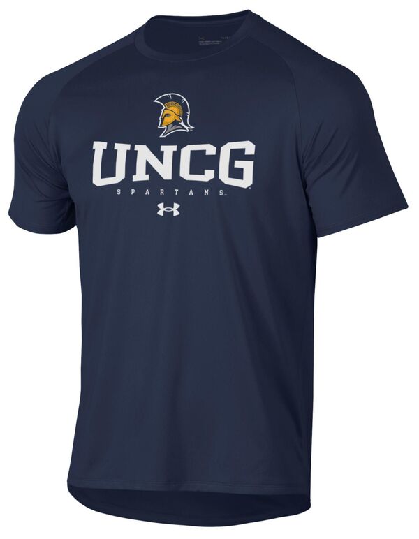 アンダーアーマー メンズ トップス Tシャツ Under Armour Men's UNC Greensboro Spartans Navy Tech Performance T-Shirt NoColor ネイビー|ReVida 店