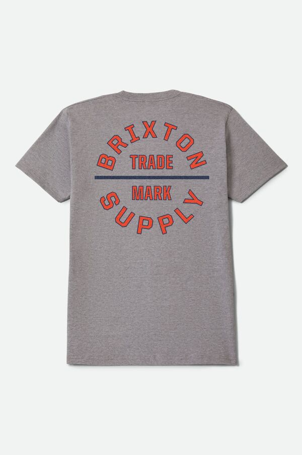 ブリクストン メンズ トップス Tシャツ BRIXTON Men's Oath V Standard Short Sleeve T-Shirt Heather Grey/Lava Red/Midnight グレー｜ReVida 店