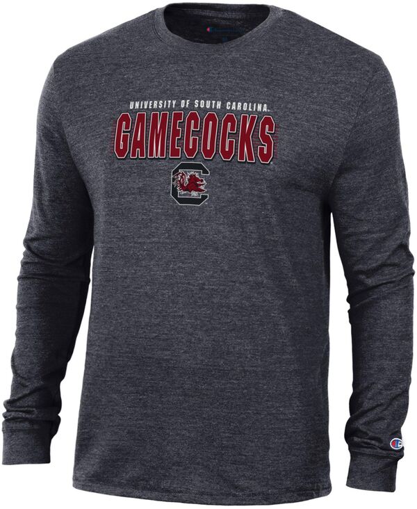 チャンピオン メンズ トップス Tシャツ Champion Men'south Carolina Gamecocks Black Triblend Long Sleeve T-Shirt NoColor ブラック