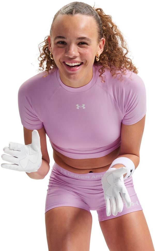 アンダーアーマー レディース トップス シャツ Under Armour Women's HeatGear Crop Mock Pink Dawn/White ホワイト 9,110円
