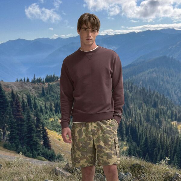アルパイン図案化 メンズ アウター パーカー・スウェット パイル Alpine Design Men\u0027spring French Terry Crew Mauve Brown 赤銅色 パーカー-メンズファッション-トップス