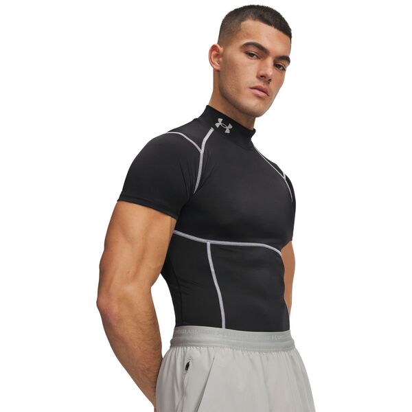 アンダーアーマー メンズ トップス シャツ モックネック Under Armour Men's HeatGear Elite Compression Mock Neck Shirt Ultimate Blk/Blk/Ref｜ReVida 店