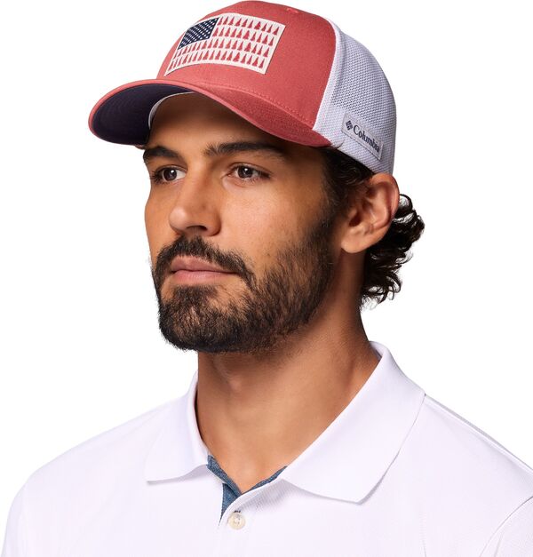 コロンビア レディース アクセサリー 帽子 メッシュ キャップ Columbia Mesh Tree Flag Ball Cap Washed Red レッド
