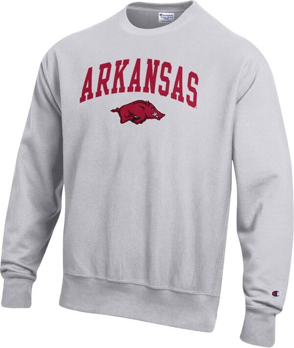 チャンピオン メンズ アウター パーカー・スウェット シャツ Champion Men's Arkansas Razorbacks Grey Reverse Weave Crew Sweatshirt NoColor グレー