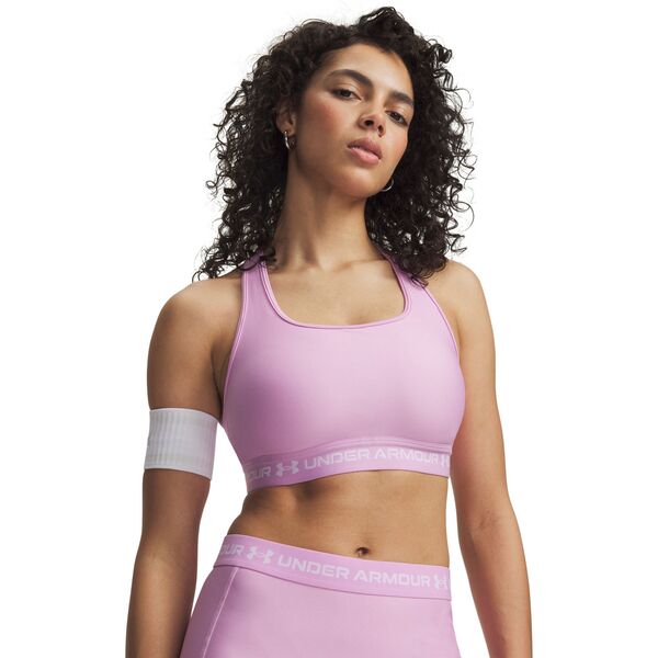 アンダーアーマー レディース アンダーウェア ブラジャー Under Armour Women's Mid Crossback Sports Bra Pink Dawn/White ホワイト｜ReVida 店