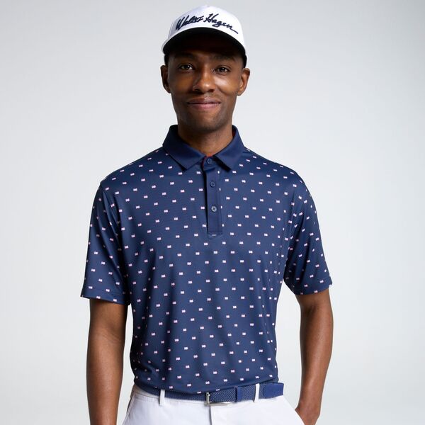 ウォルターヘーゲン メンズ トップス ポロシャツ プリント Walter Hagen Men's Performance 11 Novelty Print Golf Polo Mini USA Flag Navy ネイビー
