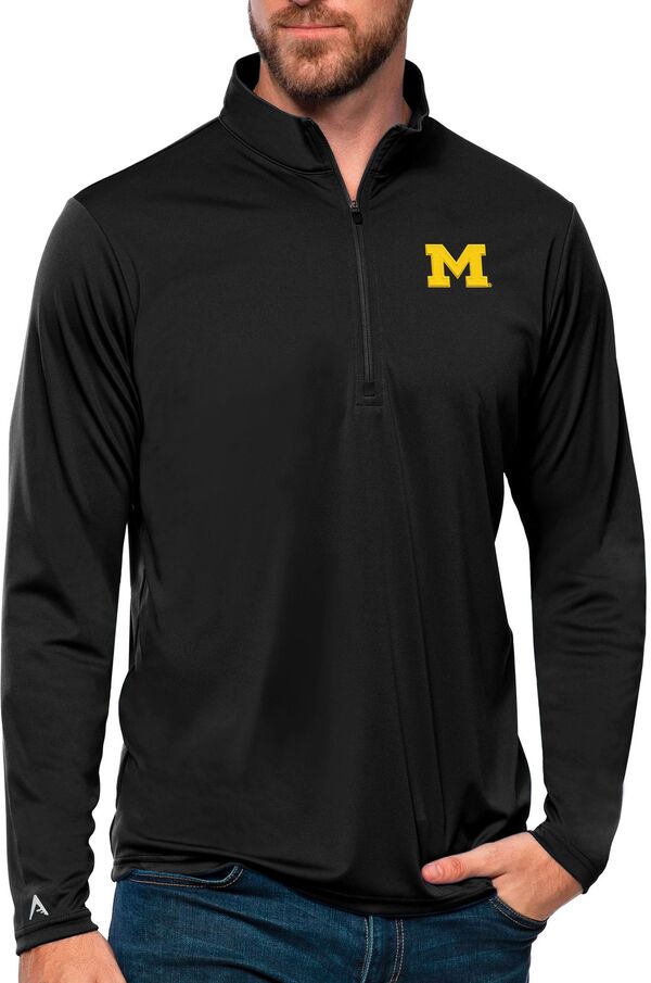 アンティグア メンズ アウター 上衣・上衣 Antigua Men\u0027s Michigan Wolverines Black Tribute 1/4 Zip Jacket NoColor 黒いこと