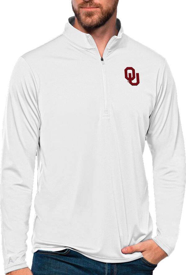 アンティグア メンズ アウター ジャケット・ブルゾン Antigua Men's Oklahoma Sooners White Tribute 1/4 Zip Jacket NoColor ホワイト 16,546円