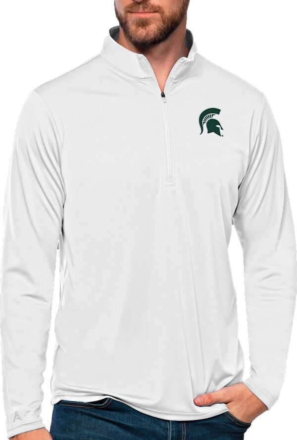 アンティグア メンズ アウター ジャケット・ブルゾン Antigua Men's Michigan State Spartans White Tribute 1/4 Zip Jacket NoColor ホワイト