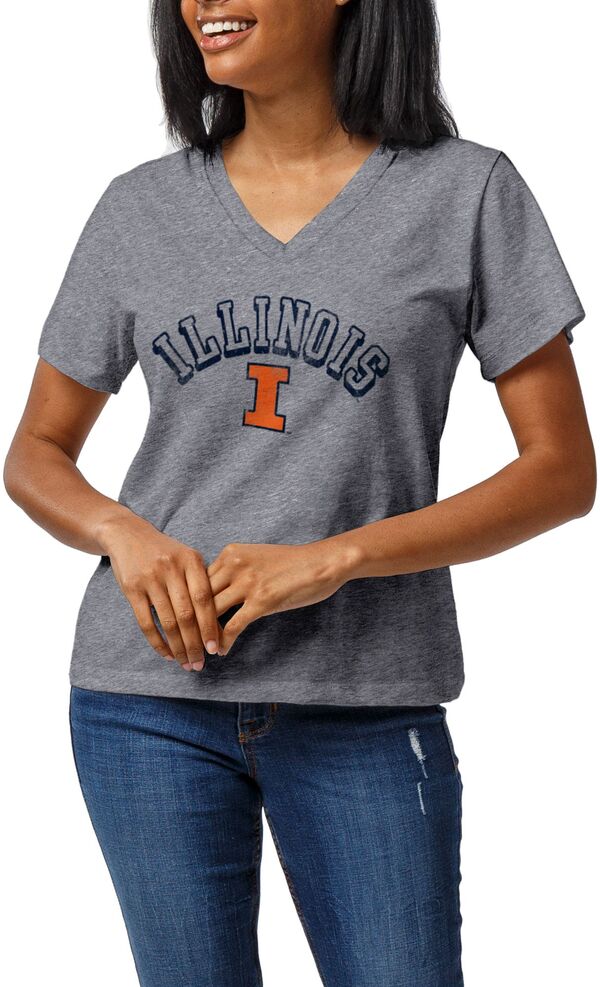リーグレガシー レディース トップス Tシャツ Vネック League-Legacy Women's Illinois Fighting Illini Grey Intramural Boyfriend V-Neck T-Shirt NoColor グレー