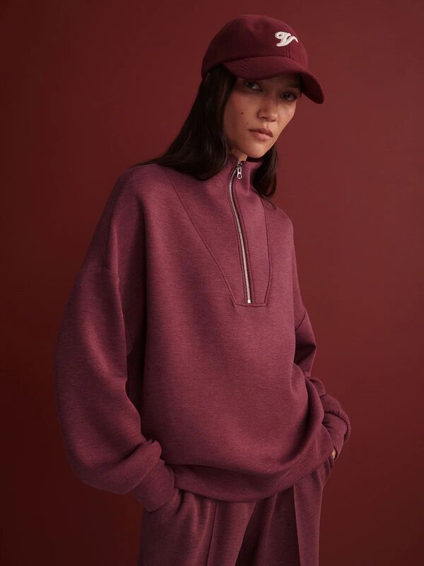 バーレイ レディース アウター パーカー・スウェット シャツ Varley Women's Hawley 1/2 Zip Sweatshirt Sassafras Marl マール｜ReVida 店