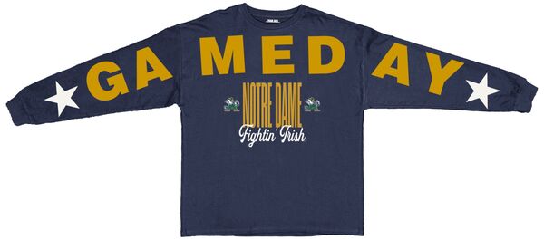 プレスボックス レディース トップス Tシャツ Pressbox Women's Notre Dame Fighting Irish Navy One Size Long Sleeve T-Shirt NoColor ネイビー