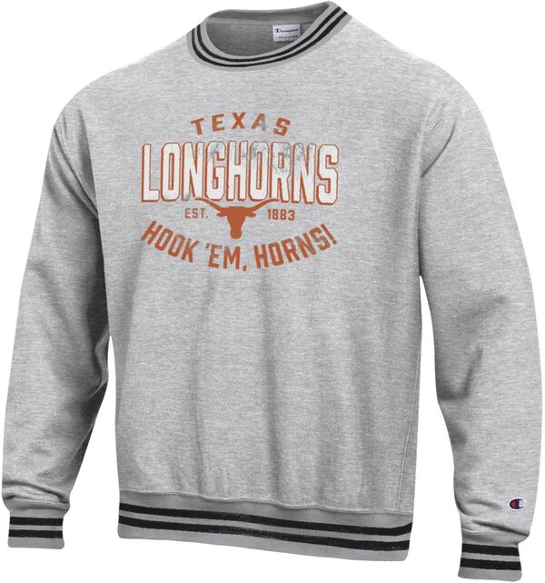 チャンピオン メンズ アウター パーカー・スウェット シャツ Champion Men's Texas Longhorns Reverse Weave Yarn Dye Rib Crew Pullover Sweatshirt NoColor