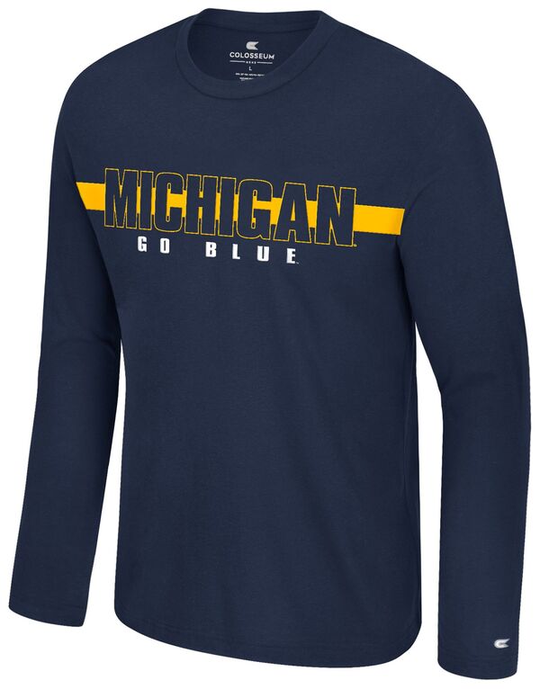 コロシアム メンズ トップス Tシャツ Colosseumen's Michigan Wolverines Navy Bar Long Sleeve T-Shirt NoColor ネイビー